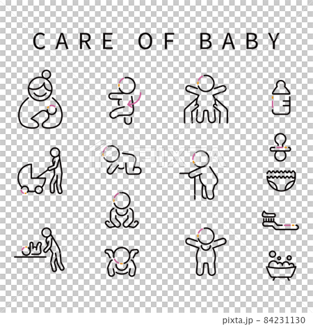 Line art, 3-color icon, baby care, black keynote 84231130