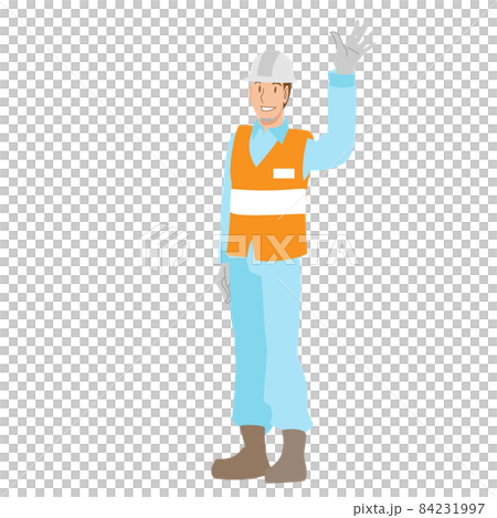 手を振るグランドスタッフの男性 84231997