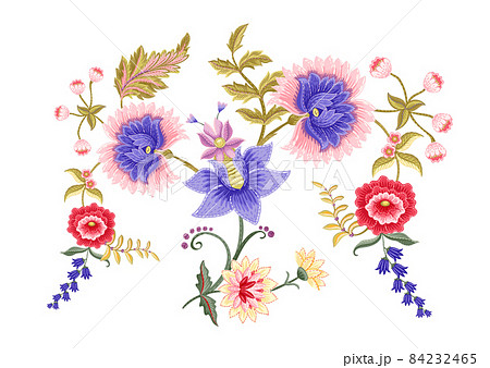 Fantasy Flowers In Retro Vintage Jacobean のイラスト素材