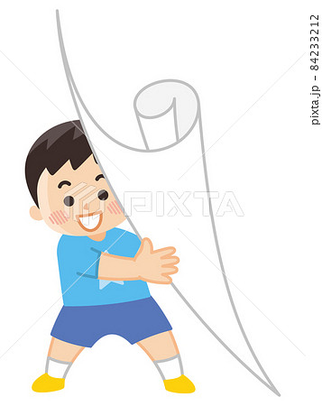 ページをめくる男の子　紙を巻く 84233212