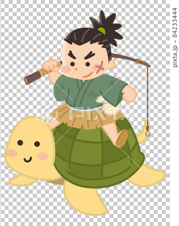 亀にまたがる浦島太郎 日本昔話のイラスト素材 [84233444] - PIXTA