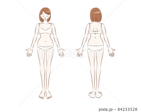 下着の女性の全身のイラスト　正面と後ろ向き 84233526