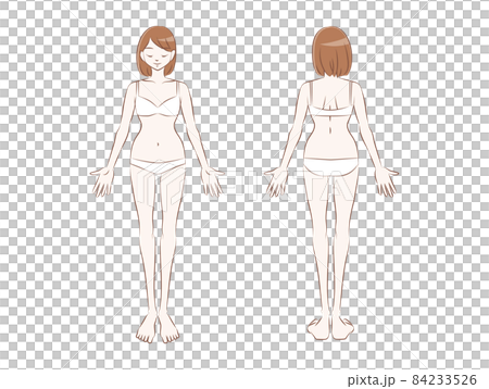 下着の女性の全身のイラスト　正面と後ろ向き 84233526