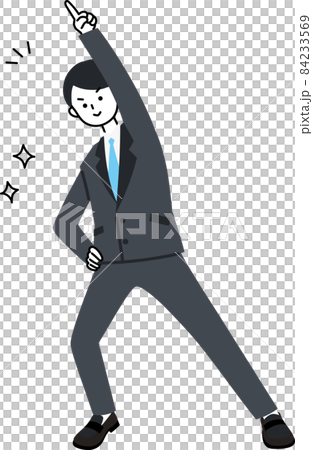 ビジネスパーソン男性 No 1指差しポーズのイラスト素材