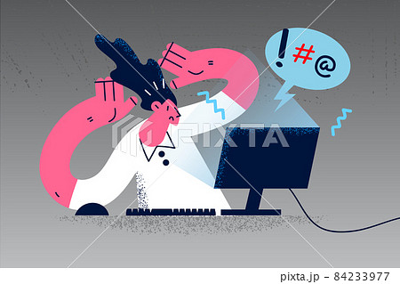 Stressed woman frustrated with problem on computer  84233977