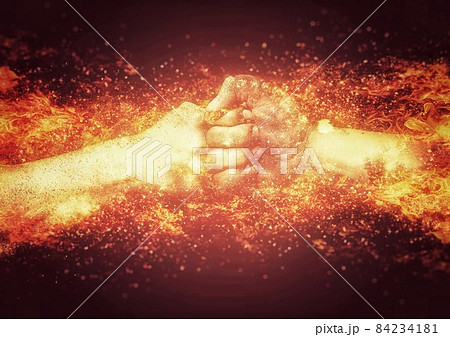 燃え上がる炎の拳のイラスト 84234181