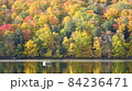 秋の紅葉と湖 84236471