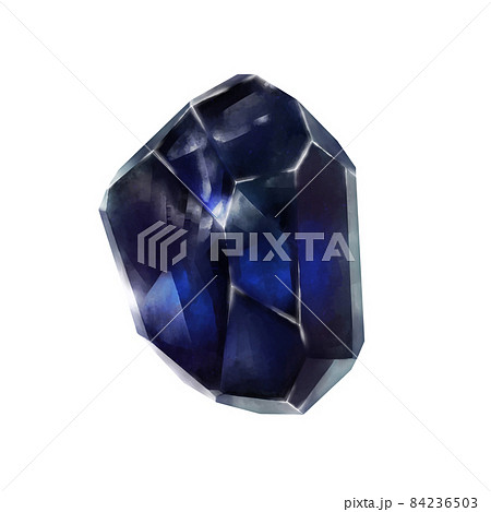 美しい青色の鉱物　鉱石　水彩風　線画なし 84236503