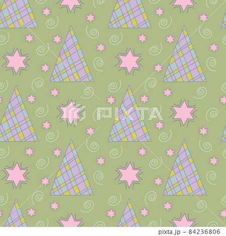Seamless pattern with fir trees and stars. Christmas background vector. 84236806