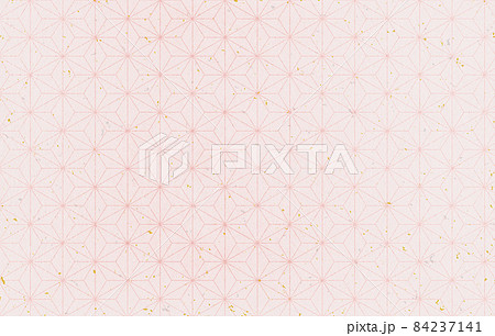 ピンク系の明るい麻の葉模様の和風背景素材 84237141