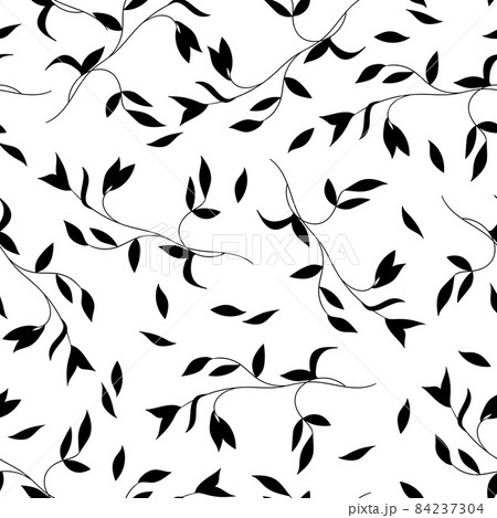Floral seamless with hand drawn leaves. Cute autumn black and white background. Tropic grass branches. Modern floral compositions. Fashion vector illustration for wallpaper, poster, fabric, textile 84237304