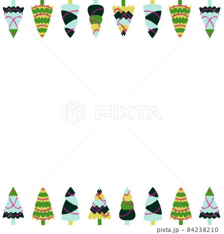 Christmas tree frame on a white background. Horizontal composition. Winter card, banner, decoration, invitation 84238210