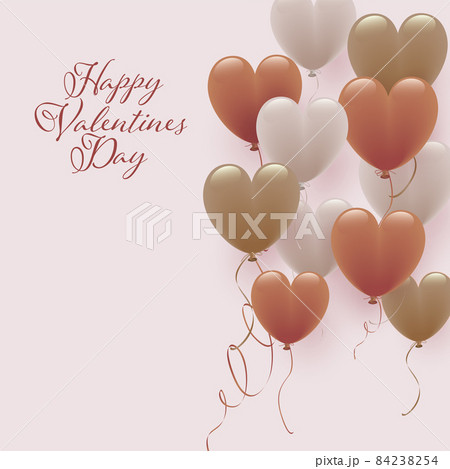 くすみカラーのハート形風船のバレンタインデー背景 84238254