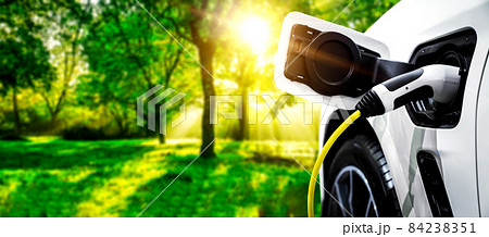 EV charging station for electric car in concept of green energy and eco power 84238351