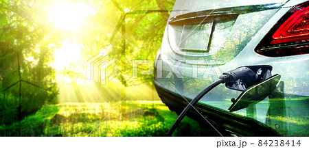 EV charging station for electric car in concept of green energy and eco power EV charging station for electric car in concept of green energy and eco power 84238414
