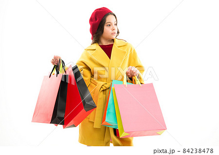 Girl with shopping bags. Shopping and purchase. Black Girl with shopping bags. Shopping and purchase. Black 84238478