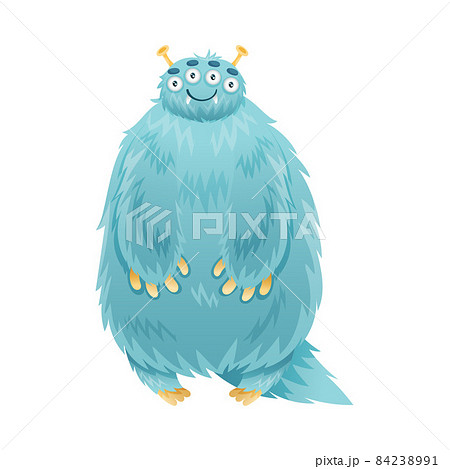 Cute cartoon monster baby character. Big furry mutant with funny friendly face vector illustration 84238991