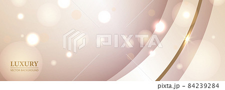 Abstract luxury festive wide banner, beige and rose background with gold line and bokeh light effect 84239284