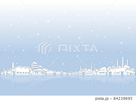工業都市の雪景色のイラスト 84239695