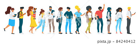 Vector flat style set of standing people 84240412
