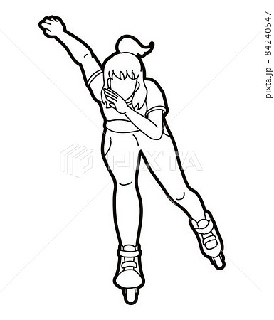 Roller blade Player Extreme Sport Cartoon Graphic Vector 84240547