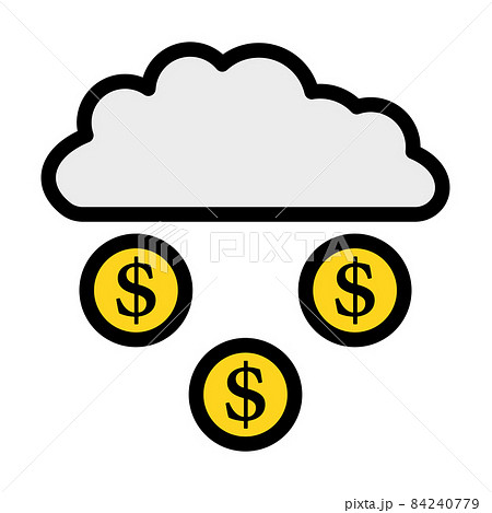 Coins Falling From Cloud Icon 84240779