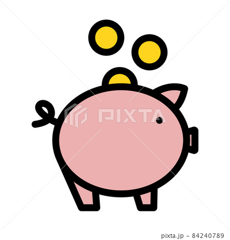 Golden Coins Fall In Piggy Bank Icon Golden Coins Fall In Piggy Bank Icon 84240789