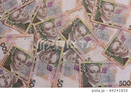 background of banknotes of the Ukrainian hryvnia with a face value of 500 UAH 84241850