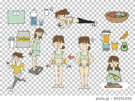 Female illustration set on diet Female illustration set on diet 84241856