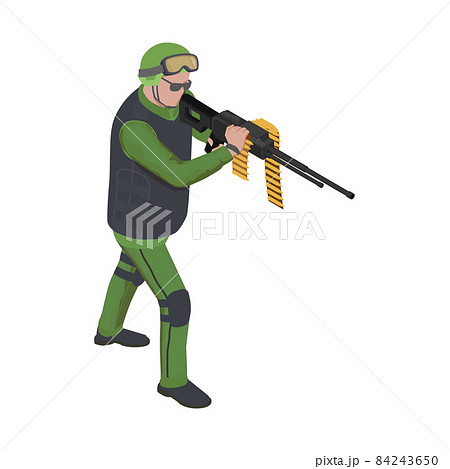 Soldier Pointing Gun Composition 84243650