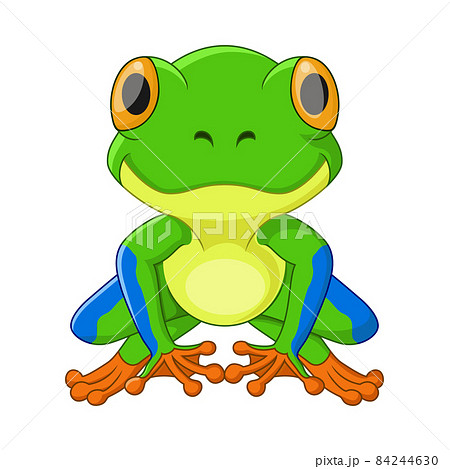 Cute little frog cartoon sitting - Stock Illustration [84244630] - PIXTA