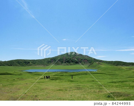新緑の阿蘇・草千里ヶ浜で遊ぶ人々　（熊本県阿蘇市） 84244993