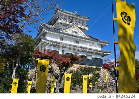 青空の岐阜城 天守閣と城壁 青空の岐阜城 天守閣と城壁 84245224
