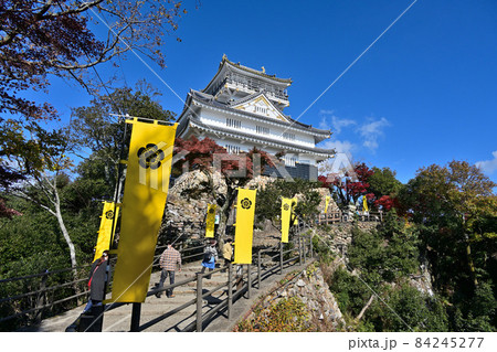 青空の岐阜城 天守閣と城壁 青空の岐阜城 天守閣と城壁 84245277