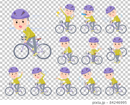 一組在公路自行車上穿著運動服的中年瘦發男子 一組在公路自行車上穿著運動服的中年瘦發男子 84246995