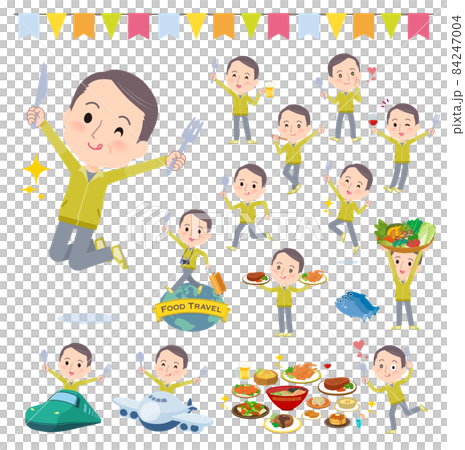 一組穿運動服參加美食活動的中年瘦發男子 84247004