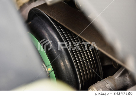 Timing pulley of the engine car,close up 84247230