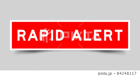 Square label banner with word rapid alert in red color on gray background Square label banner with word rapid alert in red color on gray background 84248117