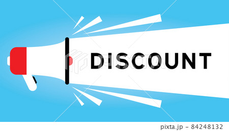 Color megphone icon with word discount in white banner on blue background 84248132