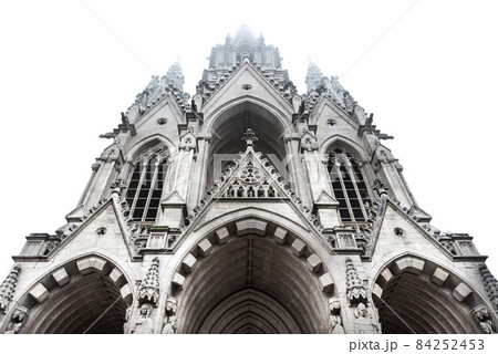 Laeken Laken, Brussels Capital Region / Belgium - 09 13 2019: Look up view of the neo-gothical Church of Our Lady of Laeken 84252453