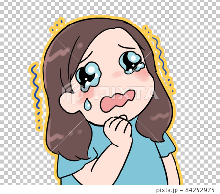 含淚眼的女性插圖變形觸摸 84252975