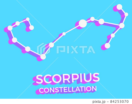 Scorpius constellation 3d symbol. Constellation icon in isometric style on blue background. Cluster of stars and galaxies. Vector illustration 84253070