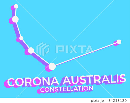 Corona Australis constellation 3d symbol. Constellation icon in isometric style on blue background. Cluster of stars and galaxies. Vector illustration 84253129
