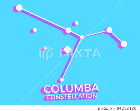 Columba constellation 3d symbol. Constellation icon in isometric style on blue background. Cluster of stars and galaxies. Vector illustration 84253130