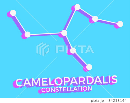 Camelopardalis constellation 3d symbol. Constellation icon in isometric style on blue background. Cluster of stars and galaxies. Vector illustration 84253144
