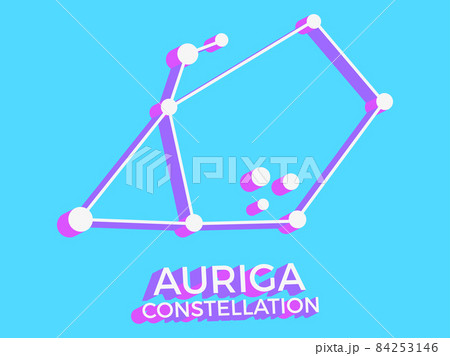 Auriga constellation 3d symbol. Constellation icon in isometric style on blue background. Cluster of stars and galaxies. Vector illustration 84253146