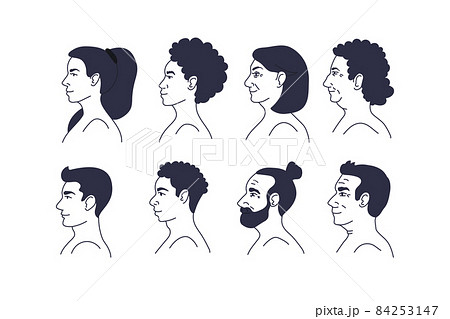 People faces in profile.Different races,nations,young,old,elderly,women,men People faces in profile.Different races,nations,young,old,elderly,women,men 84253147