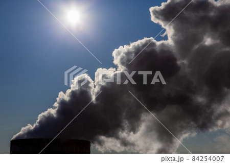 Climate Change Global Warming Concept Smoke Coming Out of Chimney 84254007