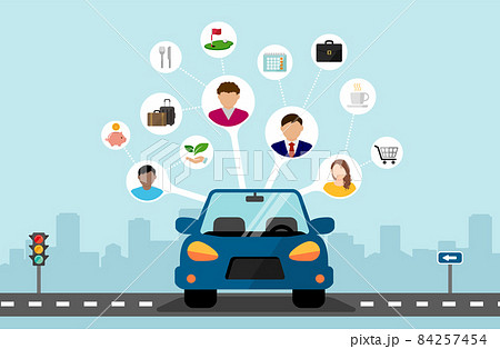 カーシェア・カーシェアリング ベクターバナーイラスト  84257454