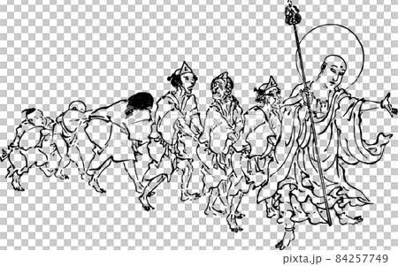 亡者たちを引き連れるお釈迦様 84257749